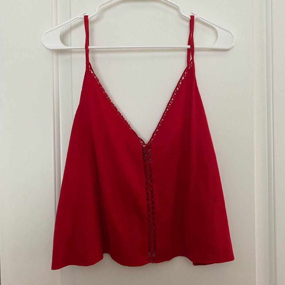 Red flowy crop top